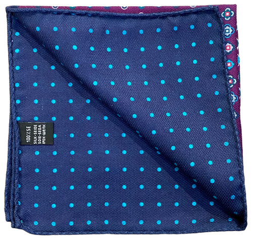 R Hanauer Reversible Clover Dot Pocket Square: Purple