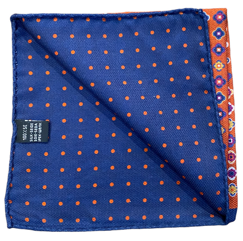 R Hanauer Reversible Clover Dot Pocket Square: Henna