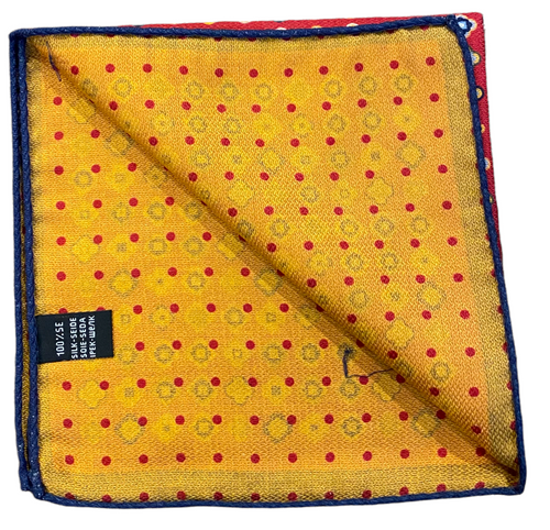 R Hanauer Reversible Clover Dot Pocket Square: Red