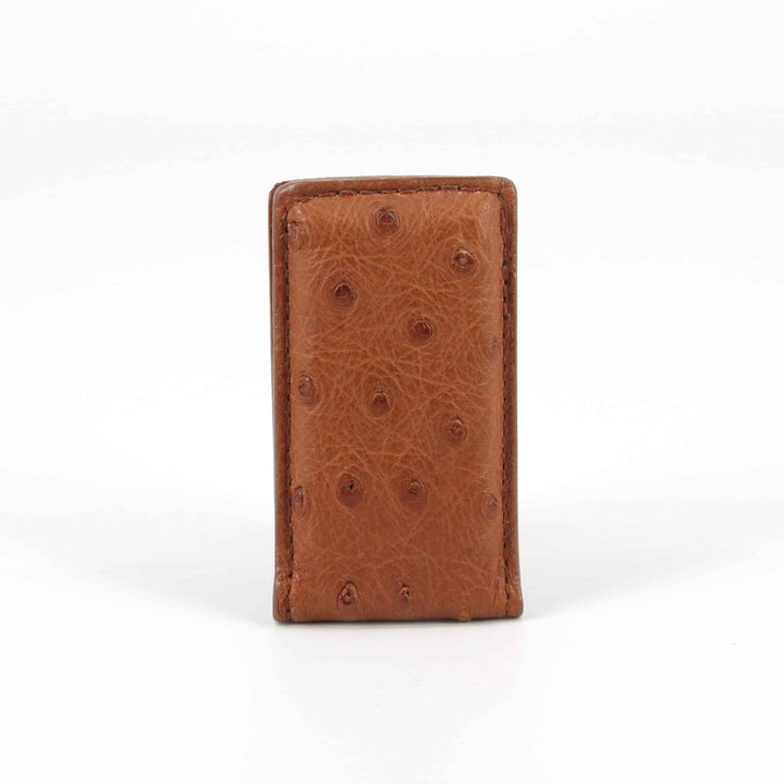 Torino Genuine Ostrich Magnetic Money Clip: Saddle