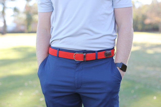 Roostas The Coral Gables Woven Elastic Stretch Belt - Coral