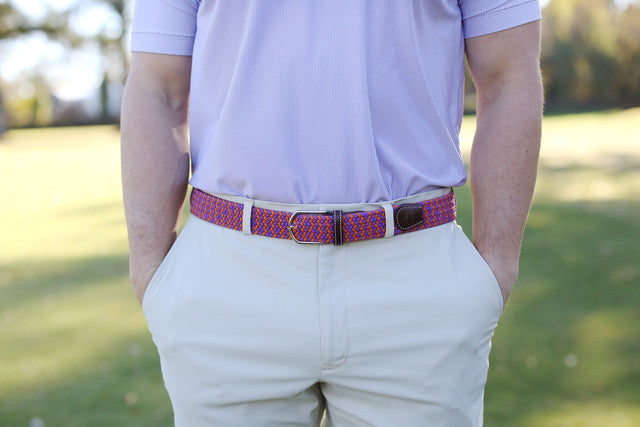 Roostas The Aiken Two Toned Woven Elastic Stretch Belt - Purple/Orange