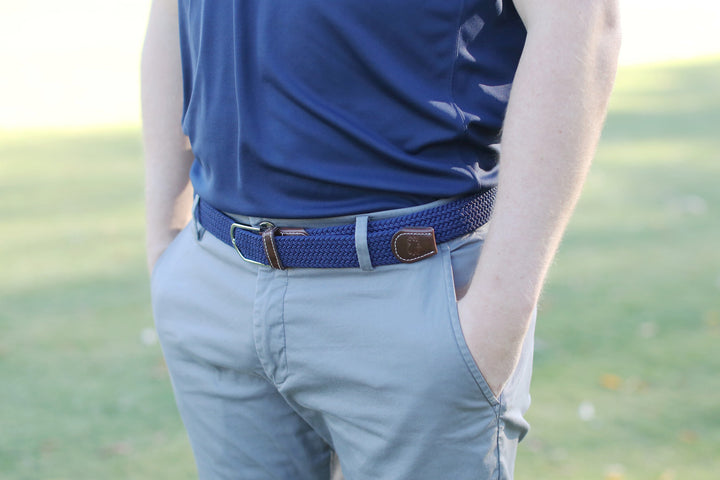 Roostas The Pebble Beach Woven Elastic Stretch Belt - Navy