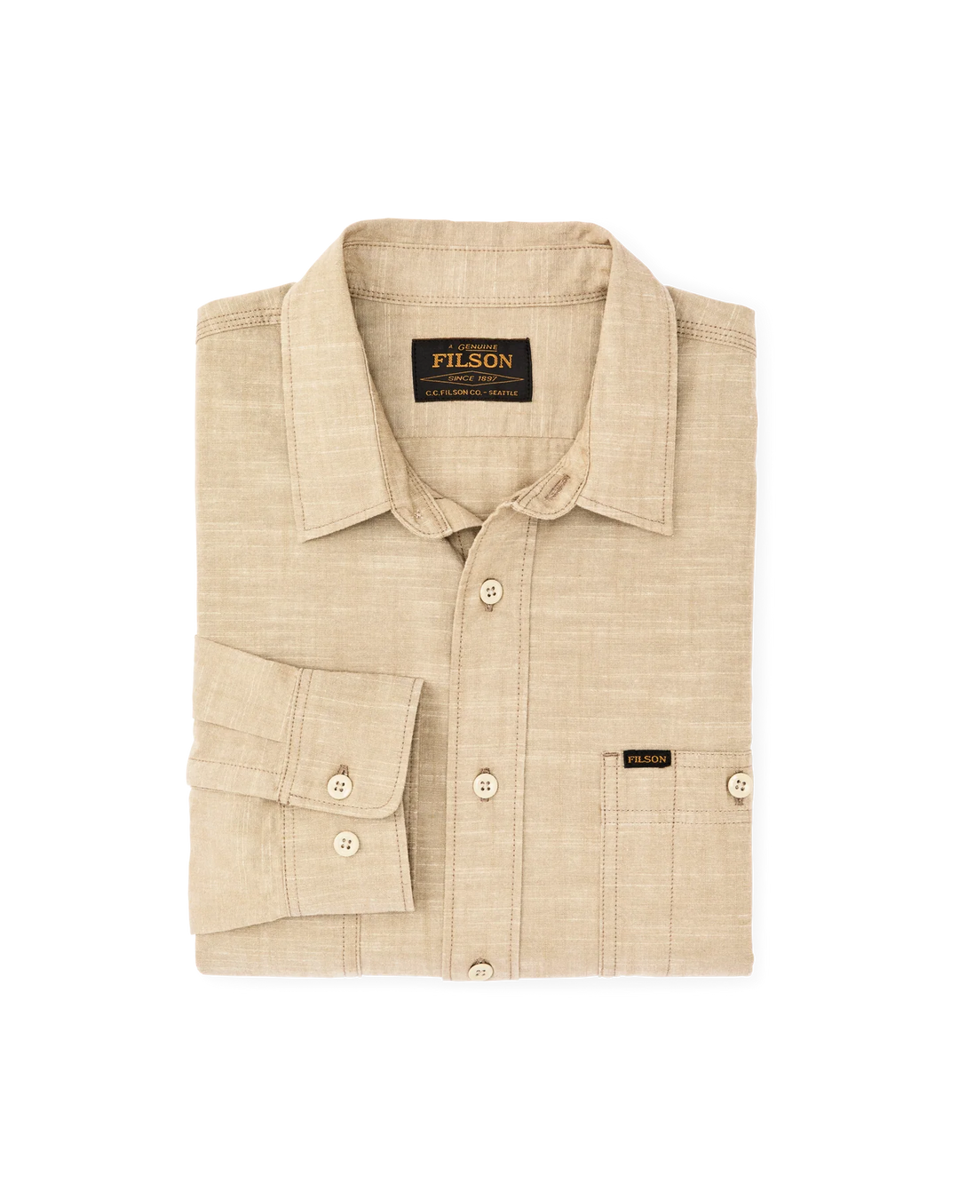 Filson Chambray CPO Shirt: Tan