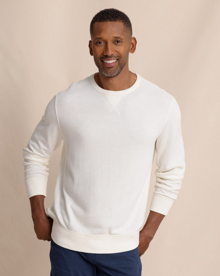 Southern Tide Long Sleeve East Bay Crew: Sand White