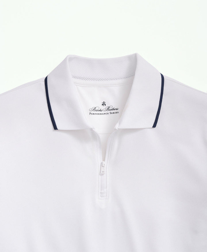 Brooks Brothers Performance Series Half-Zip Pique Polo Shirt: White