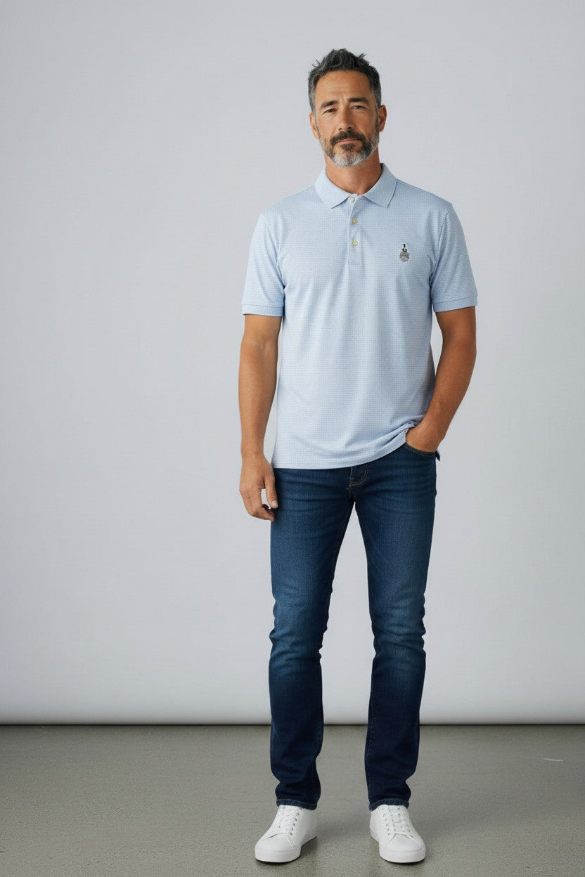 Peter Millar The Citadel Tiebreaker Performance Jersey Stripe Polo: Cottage Blue