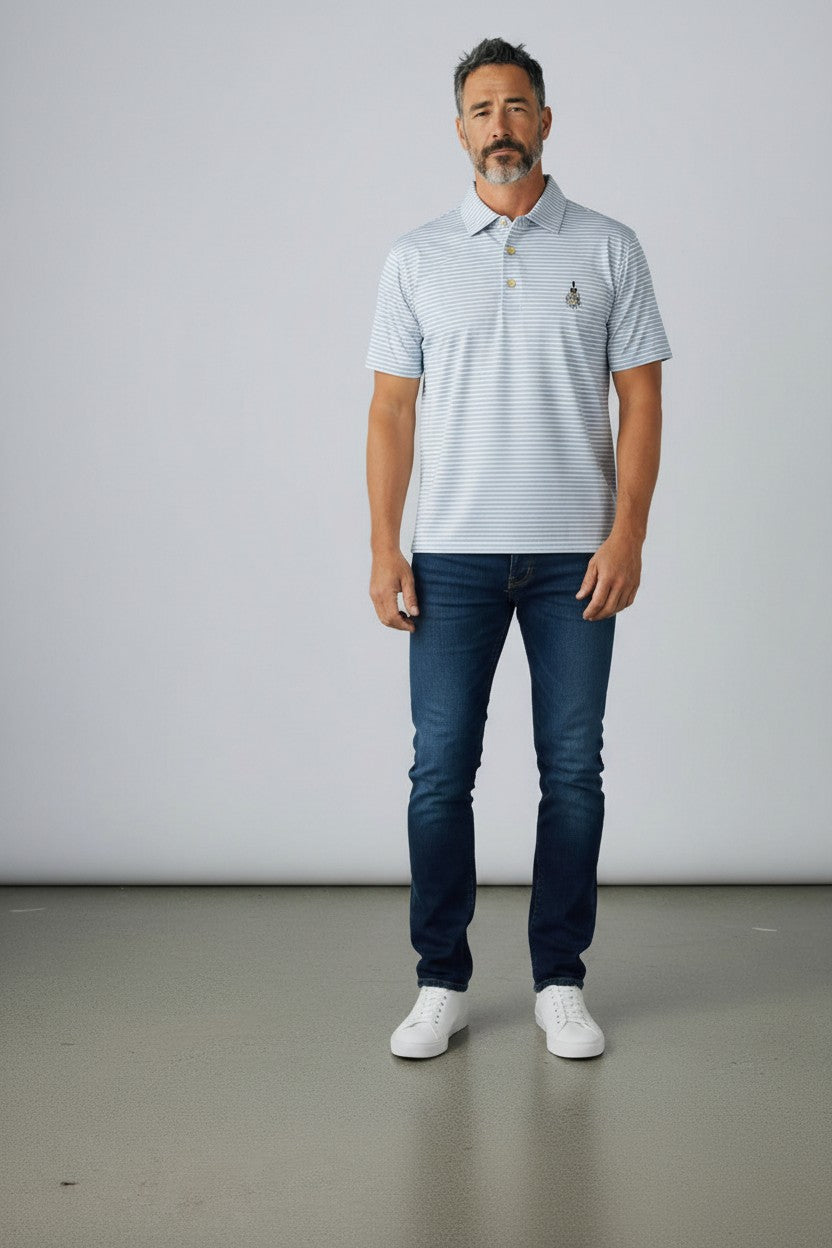 Peter Millar The Citadel Border Performance Jersey Polo: Cottage Blue