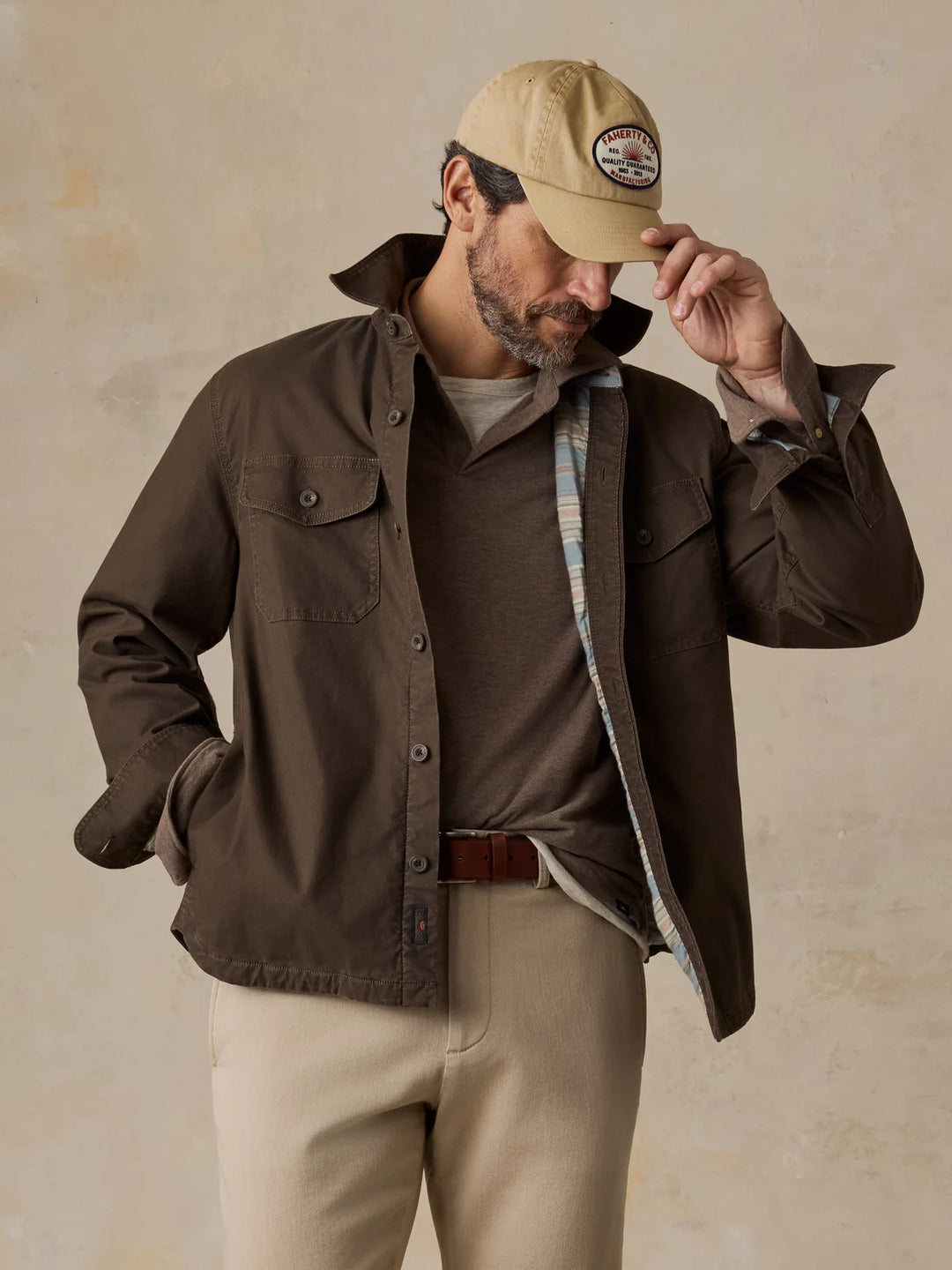 Faherty Stretch Blanket Lined CPO: Coast Brown