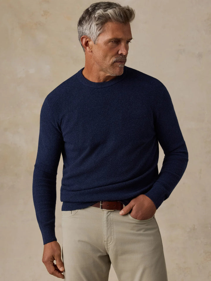 Faherty Jackson Crew Sweater: Navy Heather