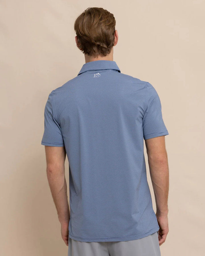 Southern Tide brrr°-eeze Baytop Stripe Performance Polo: Aged Denim