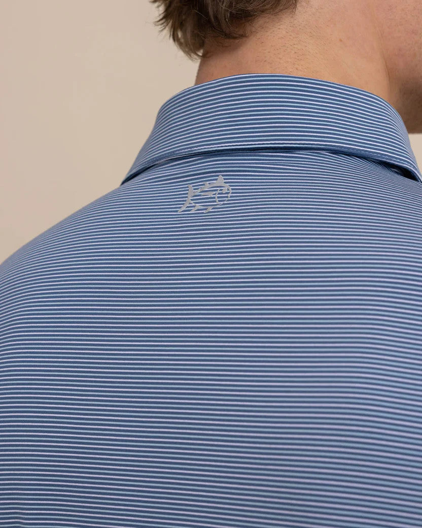 Southern Tide brrr°-eeze Baytop Stripe Performance Polo: Aged Denim