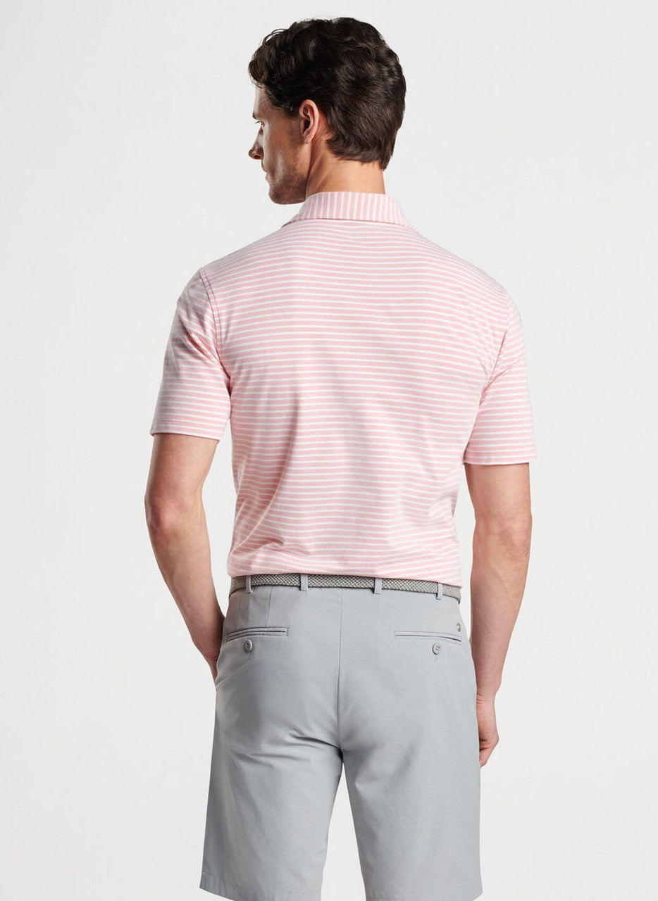 Peter Millar Crown Crafted Albatross Cotton Blend Pique Striped Polo: Scarlet Lily