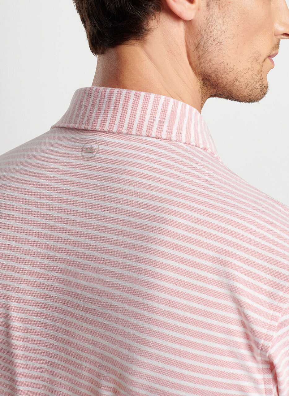 Peter Millar Crown Crafted Albatross Cotton Blend Pique Striped Polo: Scarlet Lily