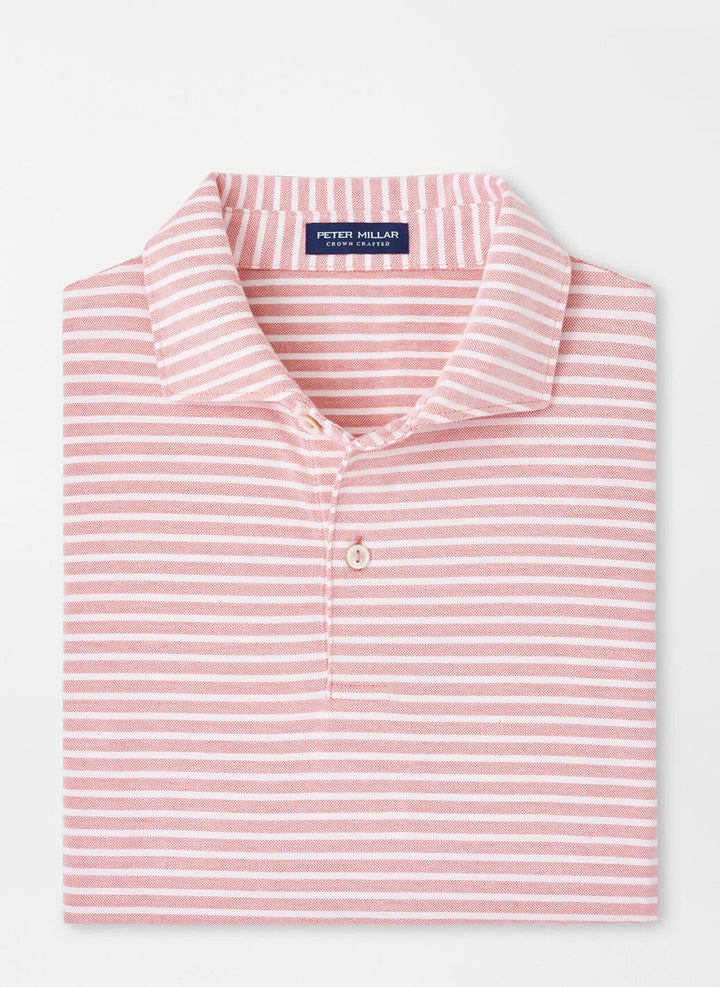 Peter Millar Crown Crafted Albatross Cotton Blend Pique Striped Polo: Scarlet Lily