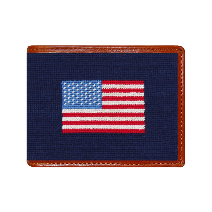 Smathers and Branson American Flag Needlepoint Wallet: Dark Navy