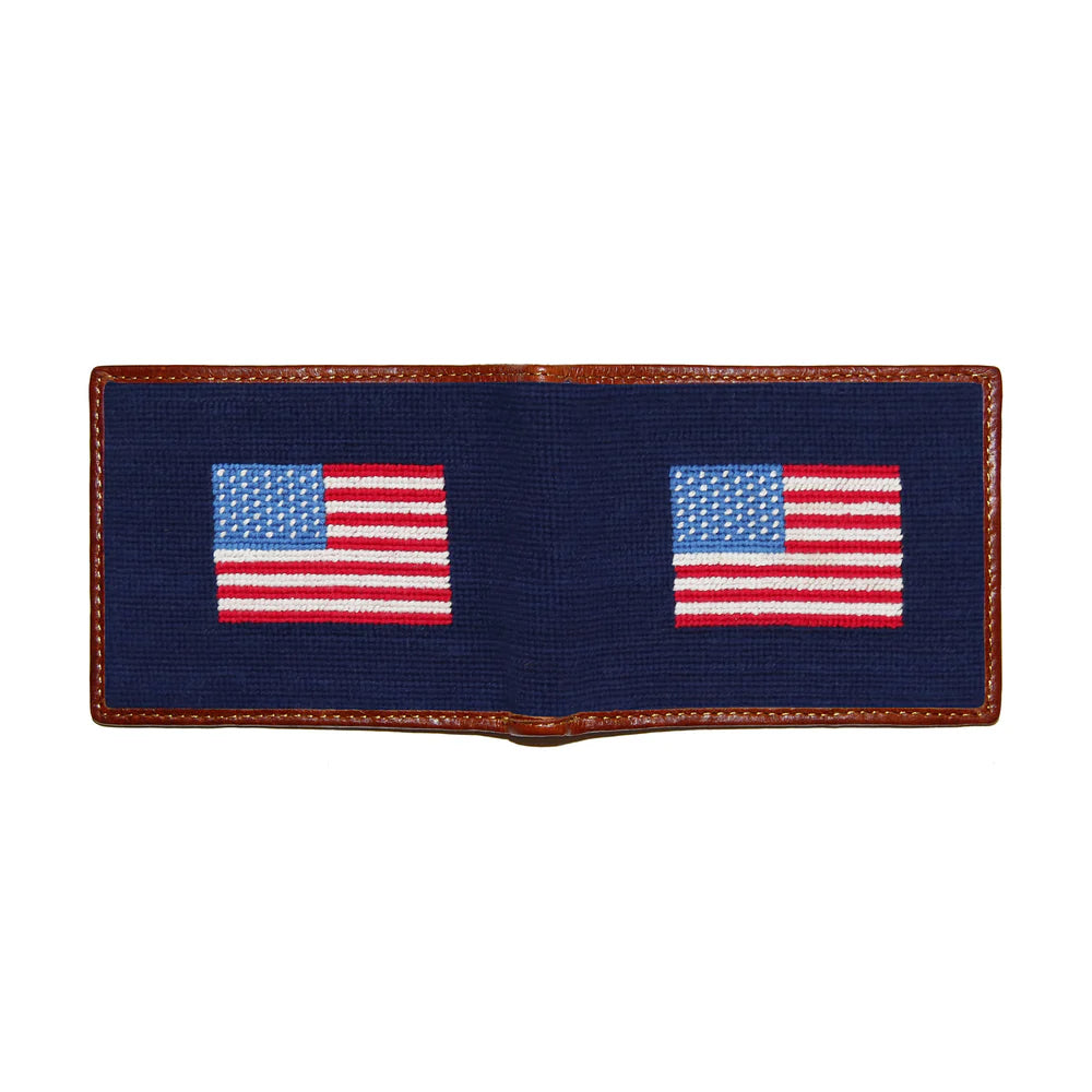 Smathers and Branson American Flag Needlepoint Wallet: Dark Navy