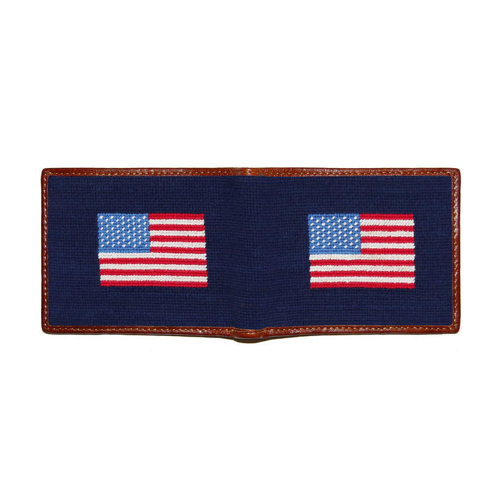 Smathers and Branson American Flag Needlepoint Wallet: Dark Navy