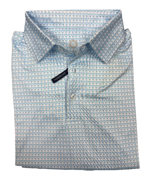 Danini Abstract Performance Golf Polo: Aqua