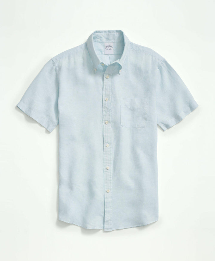 Brooks Brothers Irish Linen Short-Sleeve Sport Shirt: Aqua