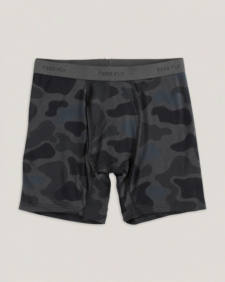 Free Fly Men's Bamboo Motion Boxer Brief: Vintage Black Camo