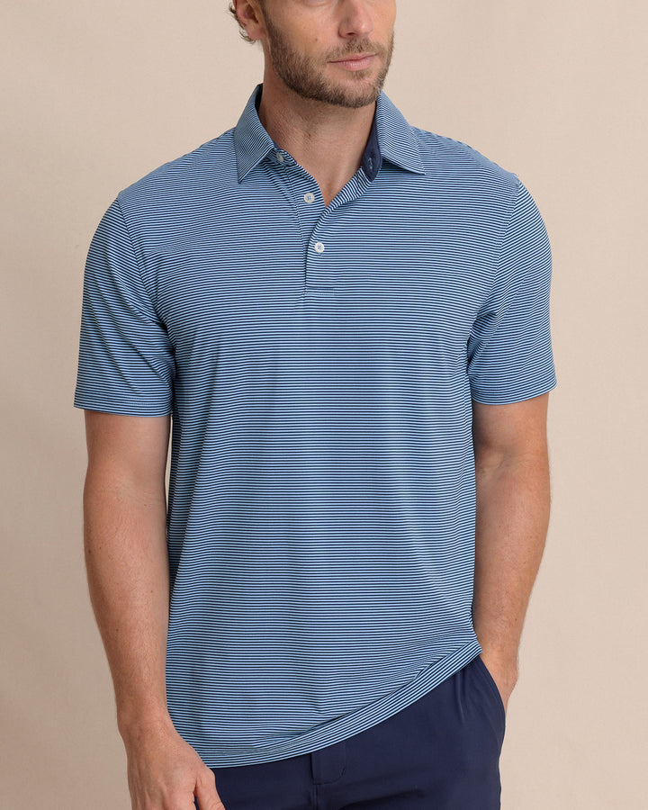 Southern Tide brrr°-eeze Meadowbrook Stripe Polo: Ocean Channel