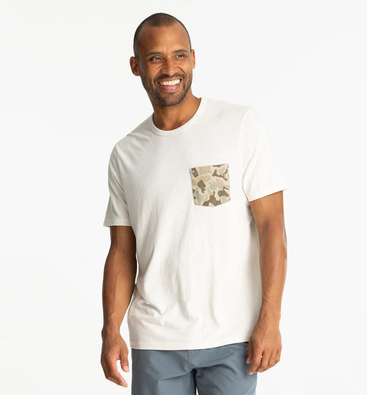 Free Fly Barrier Island Camo Pocket Tee: Heather Birch