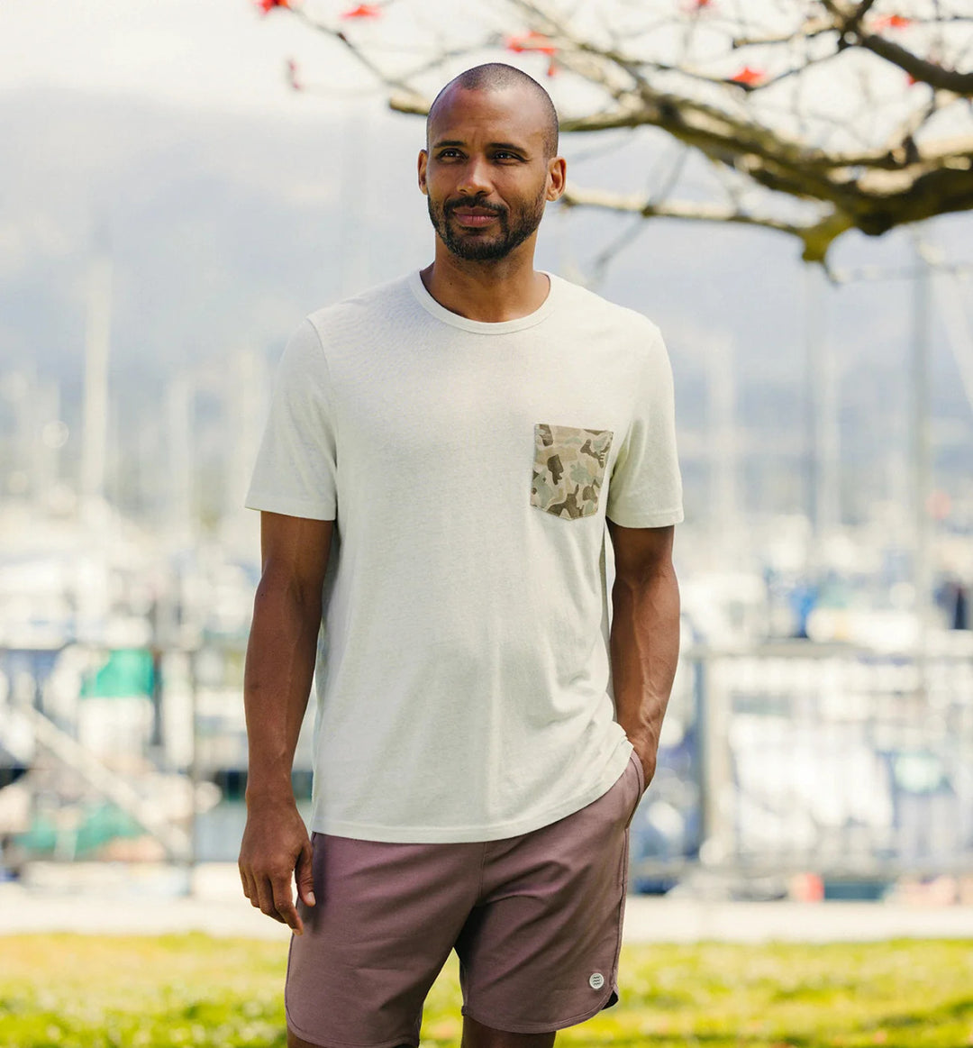 Free Fly Barrier Island Camo Pocket Tee: Heather Birch