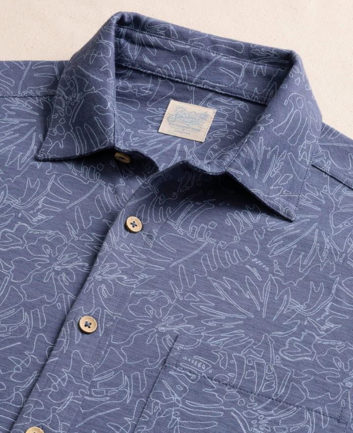 Southern Tide Beachcast Floral Fusion Knit Short Sleeve Sport Shirt: Light Indigo