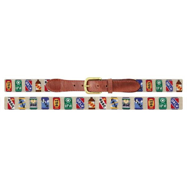 Smathers and Branson Beer Cans Needlepoint Belt - Khaki