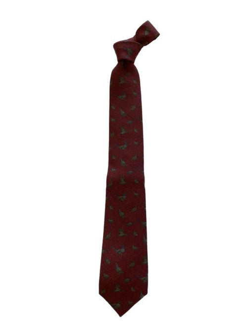 Robert Jensen Bird Motif Tie: Maroon