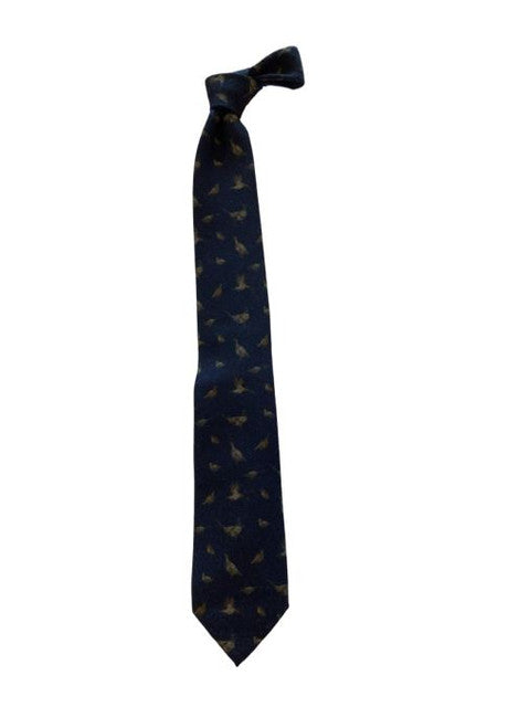 Robert Jensen Bird Motif Tie: Navy Blue