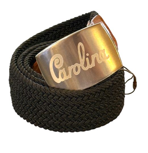 TB Phelps Signet Carolina Script Braided Stretch Belt: Black