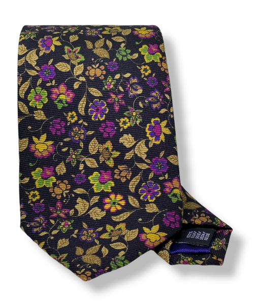 R Hanauer Black Danbury Floral Necktie