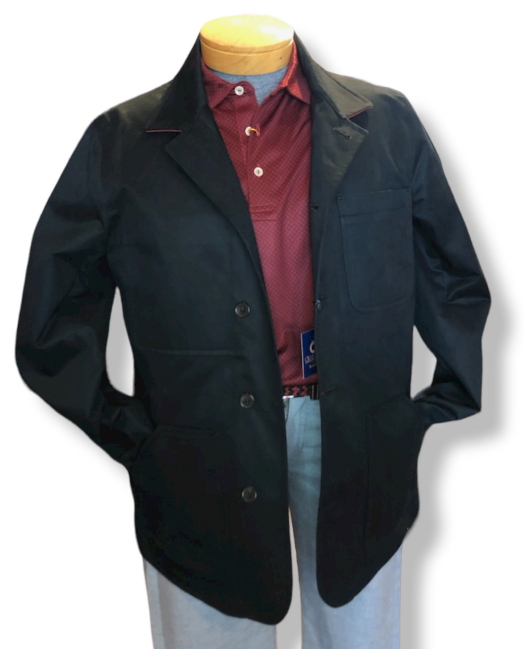 Seaward and Stearn Work Coat: Black/Red