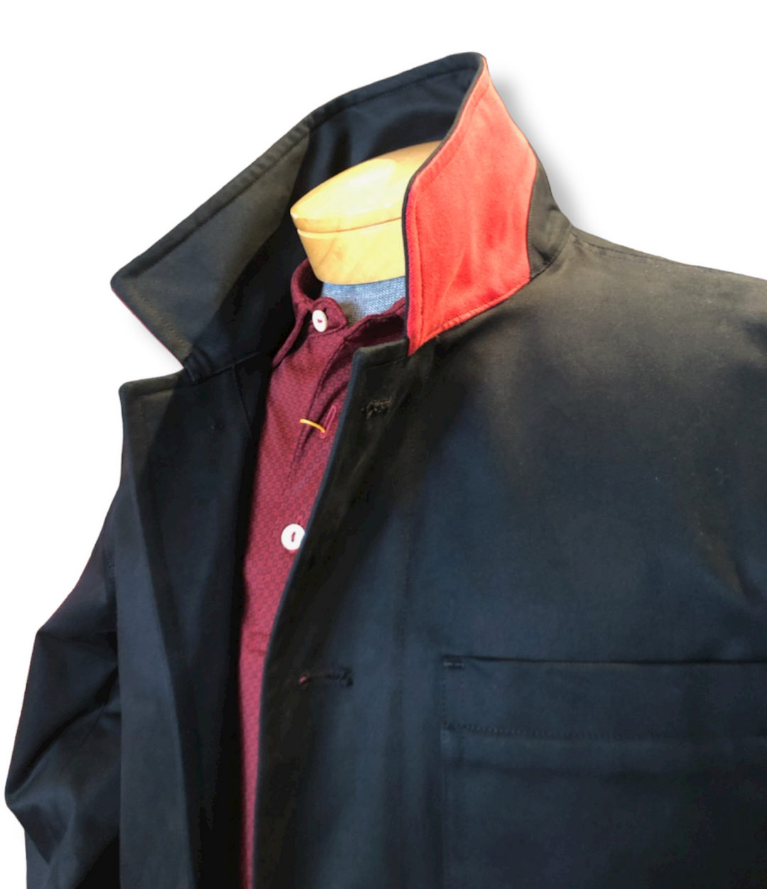 Seaward and Stearn Work Coat: Black/Red