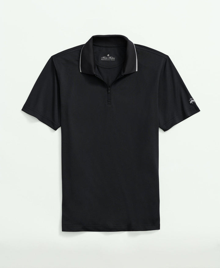 Brooks Brothers Performance Series Half-Zip Pique Polo Shirt: Black