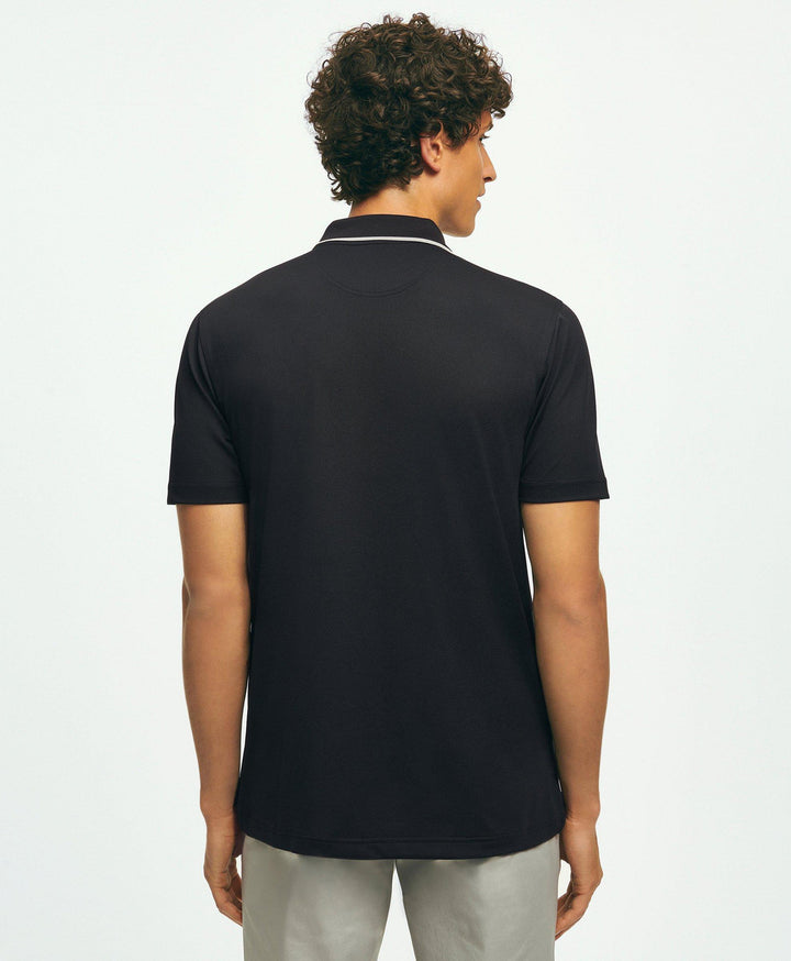 Brooks Brothers Performance Series Half-Zip Pique Polo Shirt: Black