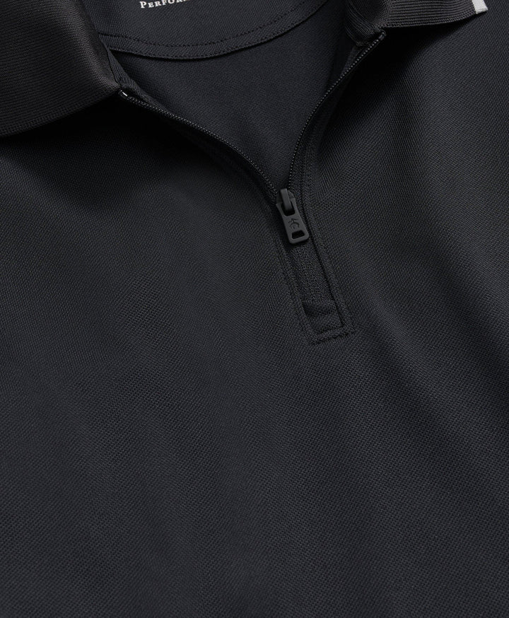 Brooks Brothers Performance Series Half-Zip Pique Polo Shirt: Black