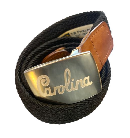 TB Phelps Signet Carolina Script Braided Stretch Belt: Black