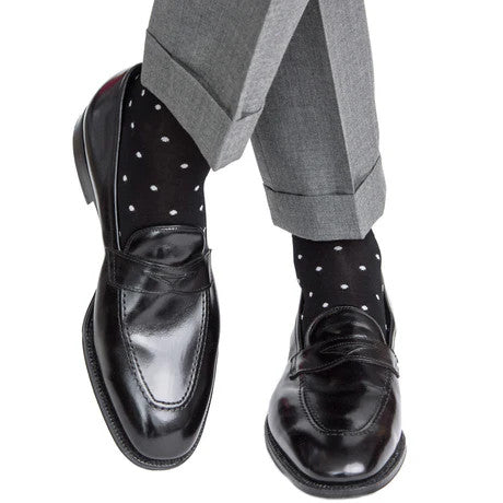 Dapper Classic Black with Ash Dot Cotton Sock Linked Toe