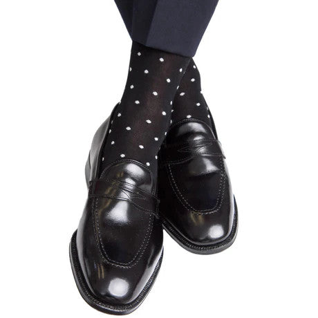 Dapper Classic Black with Ash Dot Cotton Sock Linked Toe