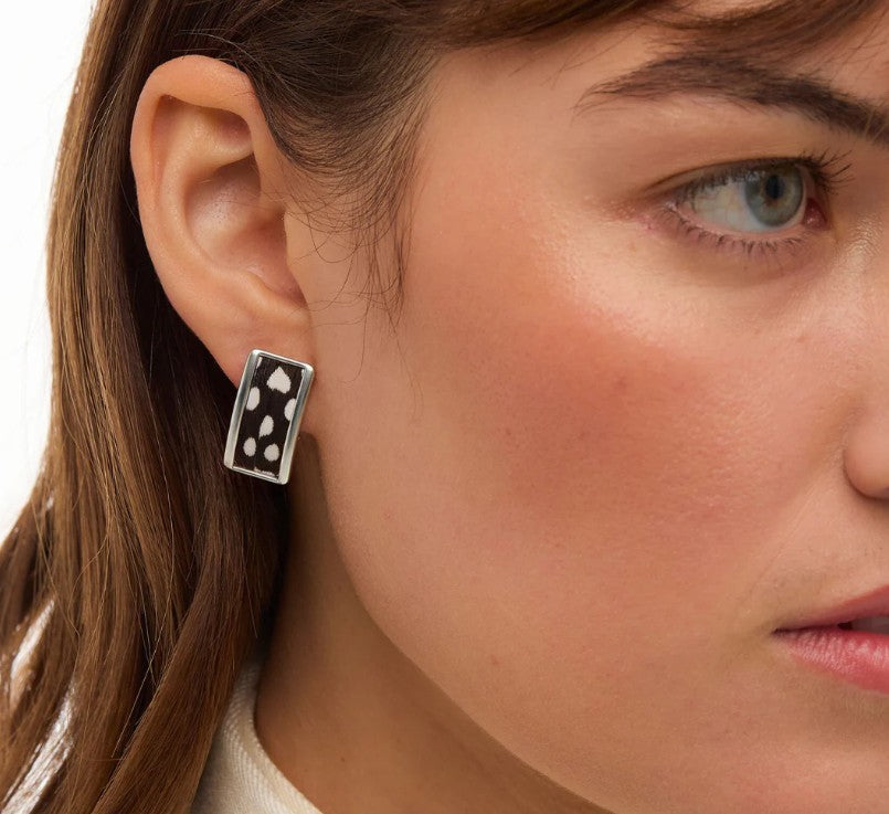 Brackish Rectangle Stud Earring Silver: Blackwood