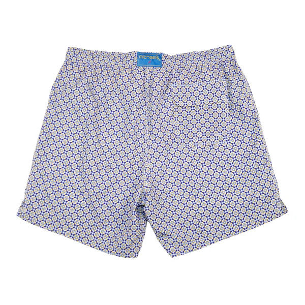 Michael's Men's Cyclist Liner Swim Trunks - Blooming Stars: Navy/Yellow