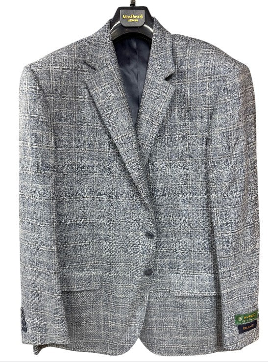 Maxdavoli by Maxman Botto Giuseppe Soft Coat: Blue Windowpane