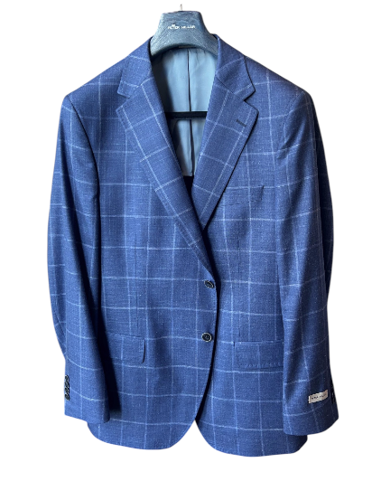 Peter Millar Harrison Hyperlight Sport Coat: Blue with Light Blue Windowpane
