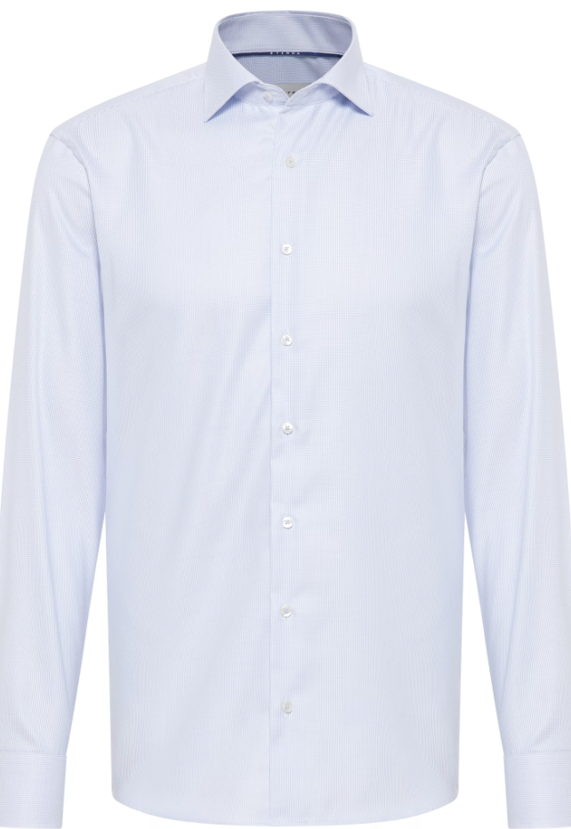 Eterna Modern Fit Structured Twill Cutaway: Sky Blue