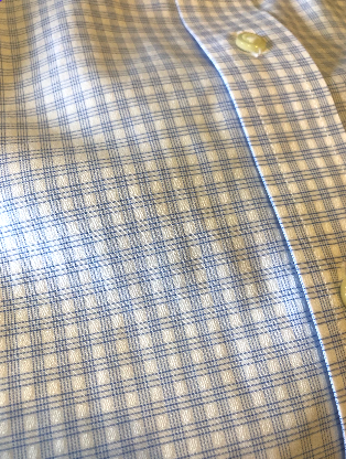 Brooks Brothers Stretch Supima® Cotton Non-Iron Royal Oxford English Spread Collar, Windowpane Dress Shirt: Blue Check