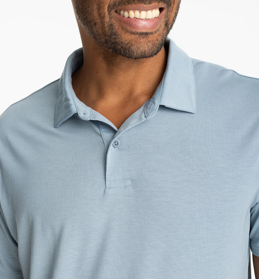 Free Fly Men's Bamboo Elevate Polo: Blue Fog