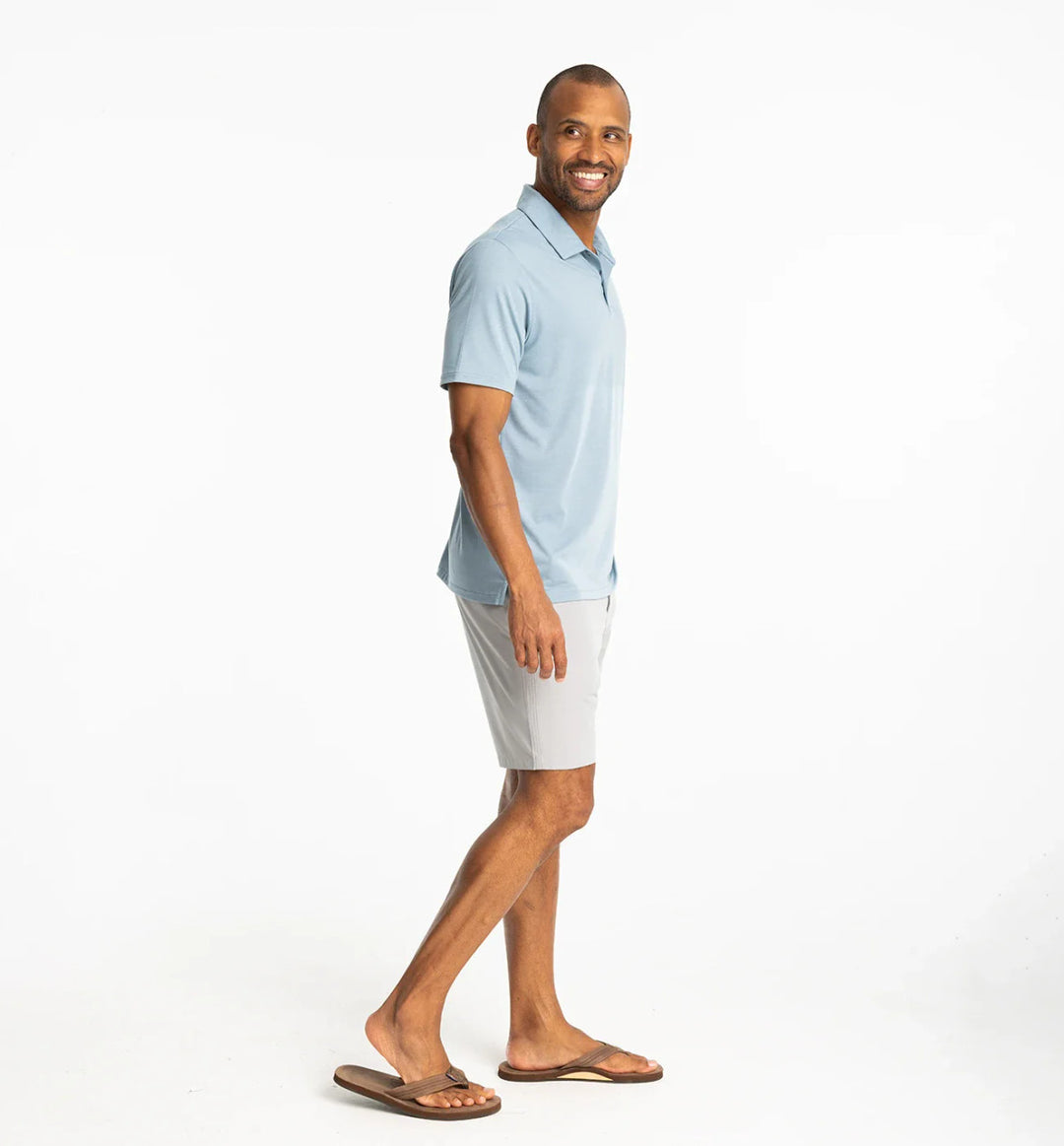 Free Fly Men's Bamboo Elevate Polo: Blue Fog